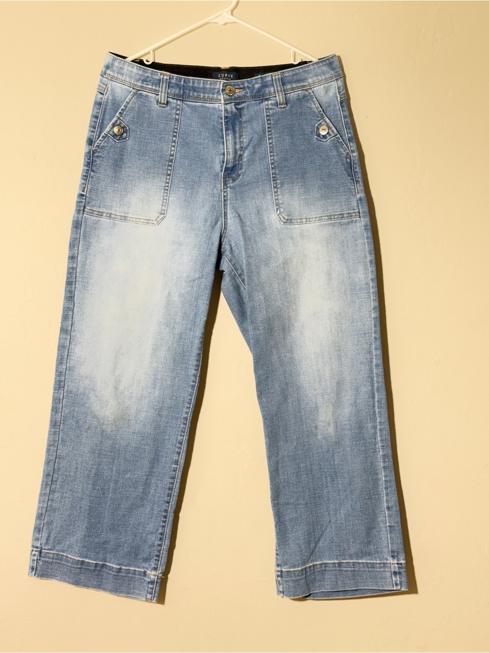 High Waisted Light Blue Cropped Jeans for Women - Casual Ankle Denim